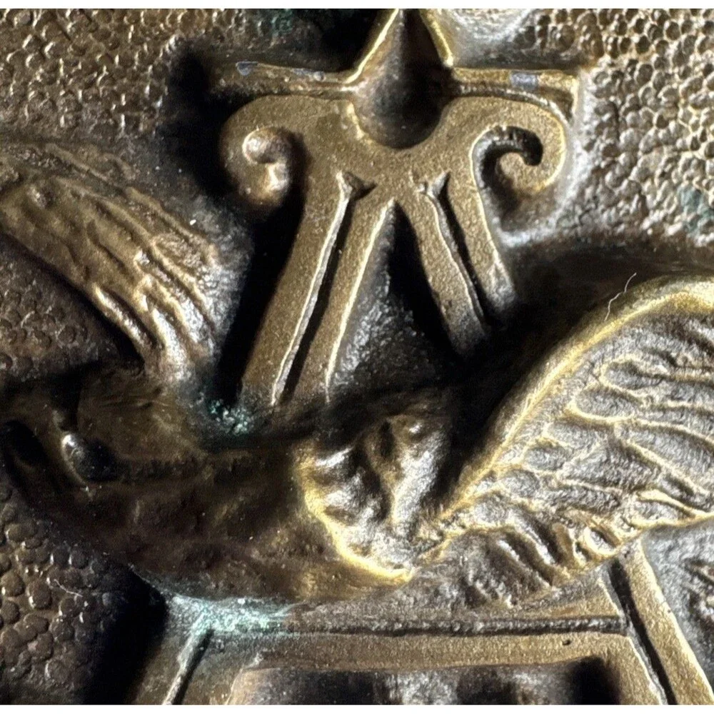 Vtg 1970s Anheuser Busch Brass Belt Buckle P-168 Budweiser Beer Eagle Cowboy Men